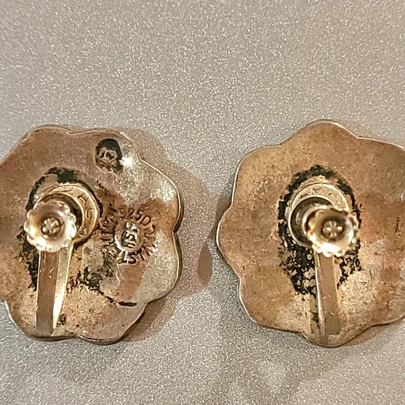 Earrings 925 Sterling Mexican Screwbacks - Picture 2 of 6